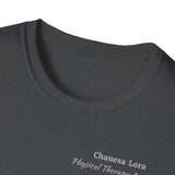 "Personalized" ClearSky Rehabilitation Hospital [Chanesa Lora- Physical Therapy Assistant ] [Front/Back Logo] | Unisex Softstyle T-Shirt