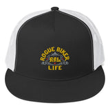 5 panel trucker cap black white front