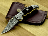 Shokunin USA Spire Damascus Folding Pocket Knife - Handmade