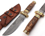 Shokunin USA Ash Bowie Knife 12" and Damascus Steel Hunting Knife - Premium Quality Damascus Knife for Hunting and Outdoor Activities