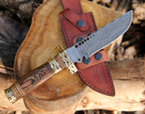 Shokunin USA Ash Bowie Knife 12" and Damascus Steel Hunting Knife - Premium Quality Damascus Knife for Hunting and Outdoor Activities