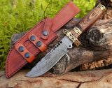 Shokunin USA Ash Bowie Knife 12" and Damascus Steel Hunting Knife - Premium Quality Damascus Knife for Hunting and Outdoor Activities